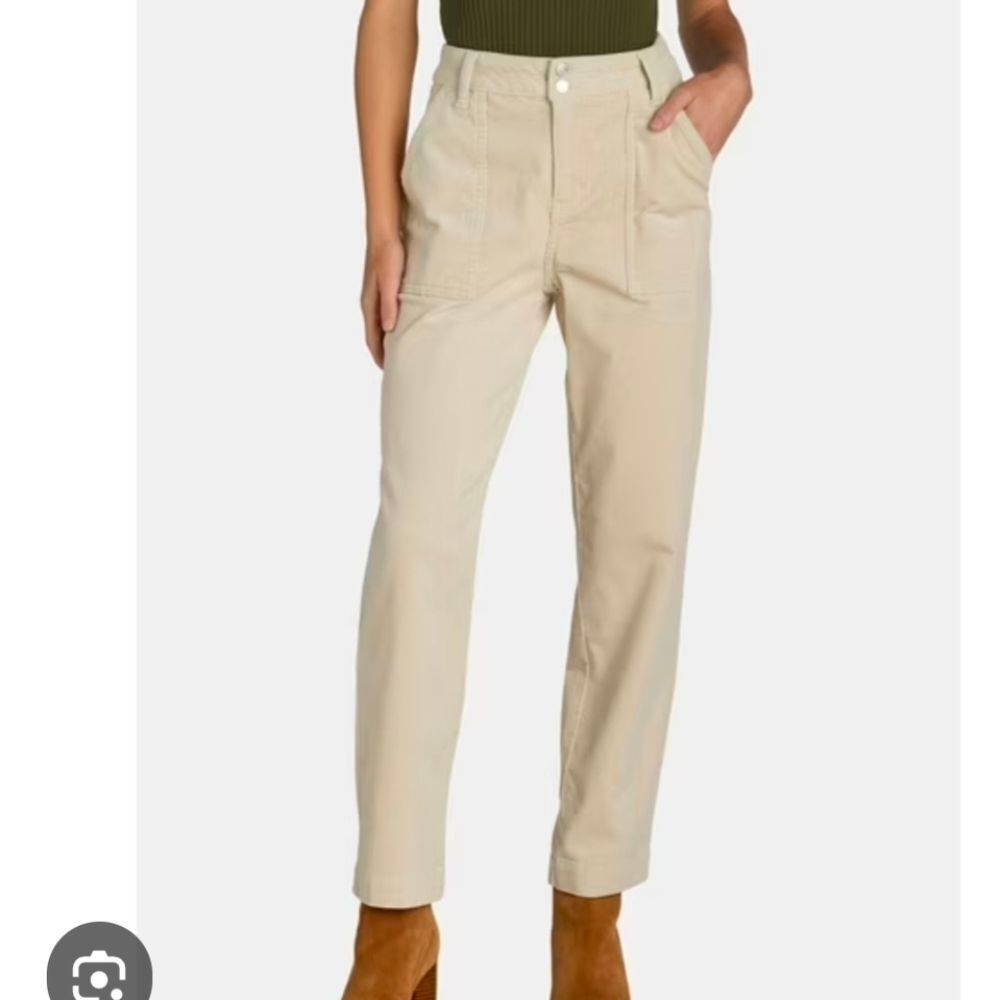 Time and Tru Women's Corduroy Mid Rise Utility Pants, 28" Inseam
